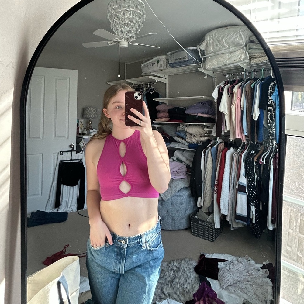 Urban Outfitters Pink Cut Out Tank